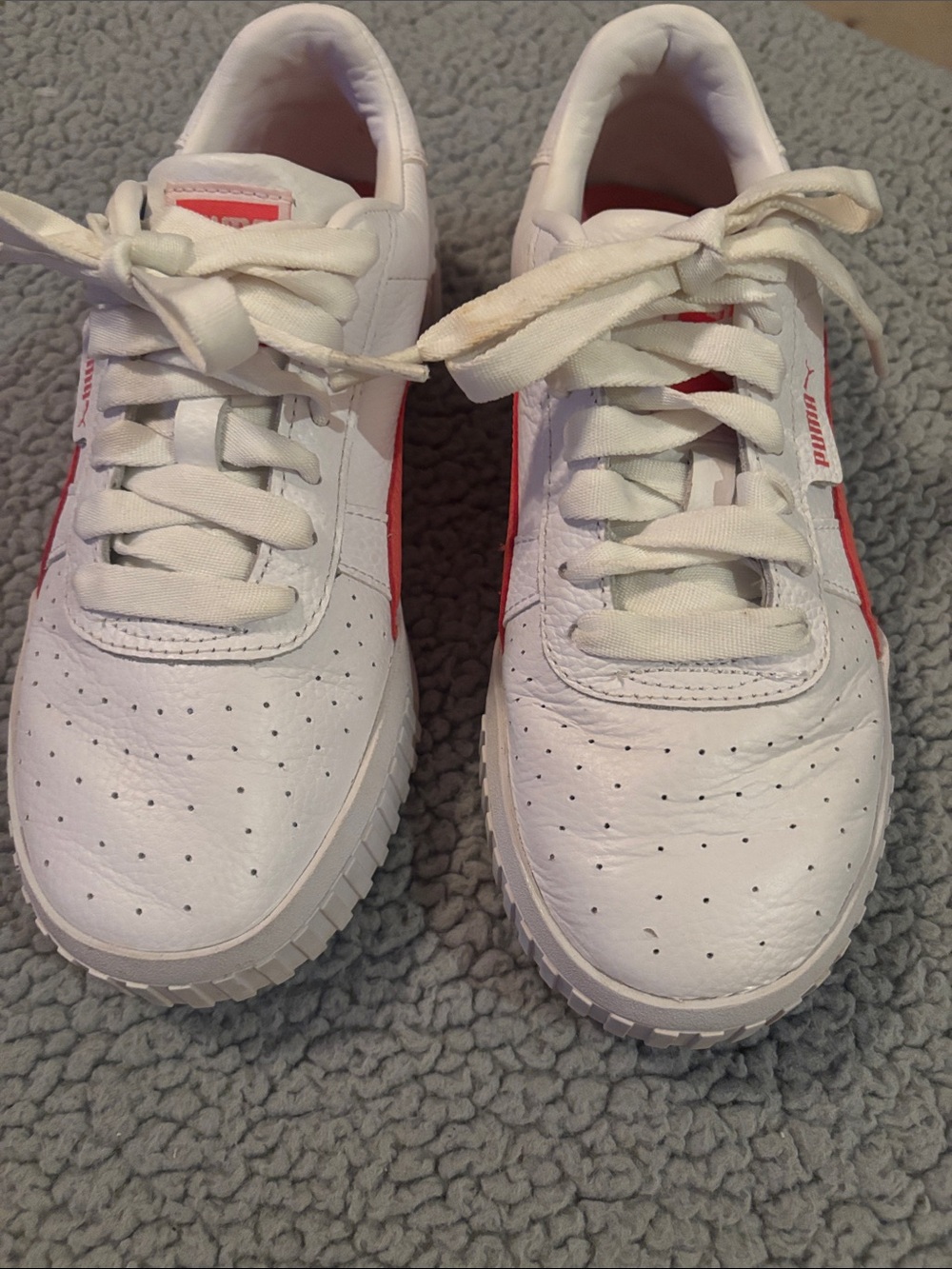Puma White Sneakers with Pink Side Stripe